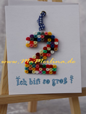 Ich bin so groß Geburtstagskarte mit Bügelperlen Zahl Geburtstagszahl